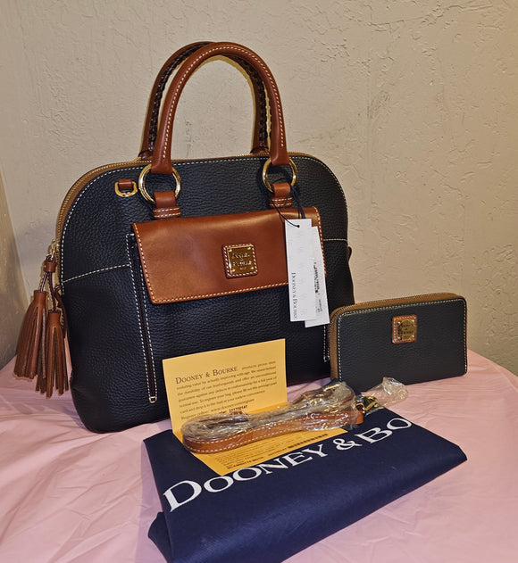 Dooney Bourke Florentine Set: Ocean Blue Satchel  Shoulderbag Crossbody w/Wallet