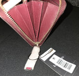 Kate Spade Wellesley Zip Around Burgundy Wine Textured Wallet Organizer Clutch BNWT