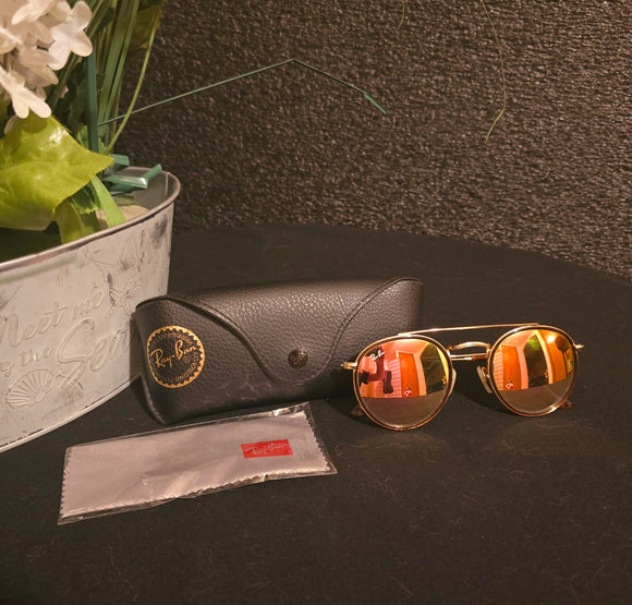 Ray-Ban Unisex Sunglasses RB3647N Round Gold Frame Copper Lenses 51mm DISPLAY