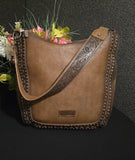 Wrangler Distressed XL Vegan Leather Shoulder Saddlebag Tote Carryall with BONUS Accessory