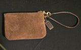 Coach Vintage Choc Suede Leather Stitch Accent Wallet Wristlet Purse GORGEOUS