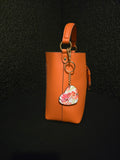 Nanette Lapore 2-Way Vegan Tangerine Bucket Tote Shoulderbag Crossbody with Match Wallet