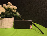 Deal of the Day BOGO Coach Vintage  Embossed Black Kisslock Wristlet Wallet and Purple Patent Wristlet with Dog Clip Chainstrap