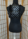 Badgley Mischka Set-Black Vegan Leather Studded Backpack Sling Bag with Wallet