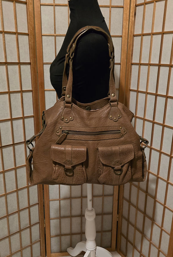 Abaco Vintage Leather Brass Tote Satchel Shoulderbag