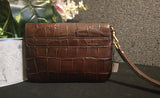 RLL Ralph Lauren Croc Animal Embossed   PushLock Wristlet Wallet Handbag BNWT