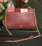 Coach 45314 Leather Suede Oxblood Crossbody Clutch with BONUS ID Holder NEW