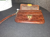 RLL Ralph Lauren Croc Animal Embossed   PushLock Wristlet Wallet Handbag BNWT