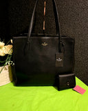Kate Spade Vintage Italian Leather Whipstitch Tote Carryallwith Wallet