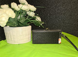 Deal of the Day BOGO Coach Vintage  Embossed Black Kisslock Wristlet Wallet and Purple Patent Wristlet with Dog Clip Chainstrap