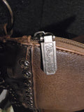 Wrangler Distressed XL Vegan Leather Shoulder Saddlebag Tote Carryall with BONUS Accessory
