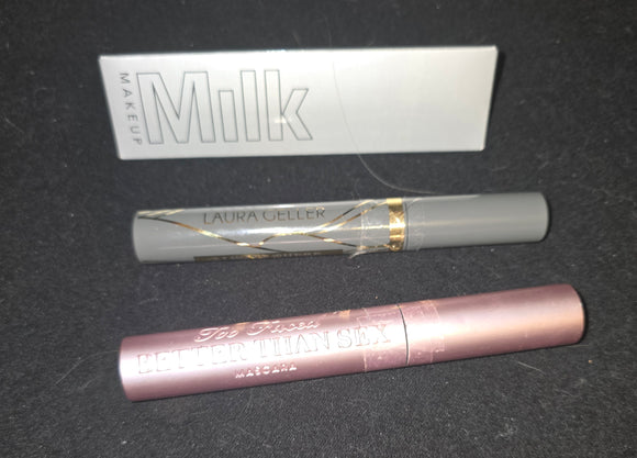 Mascara Trio: Laura Geller Two Faced and Milk Cosmetics
