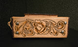 Vintage Floral Westrn HandTooled Leather Handbag Satchel Shoulderbag with Wallet