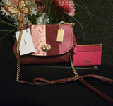 Coach 45314 Leather Suede Oxblood Crossbody Clutch with BONUS ID Holder NEW